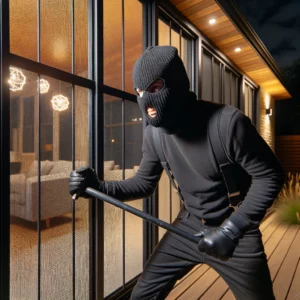 Burglar Breaking in Window & Door at Night